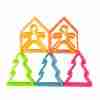 Set Juguetes Desestructurados Neón dëna Niños, Casas y Árboles 9Pcs