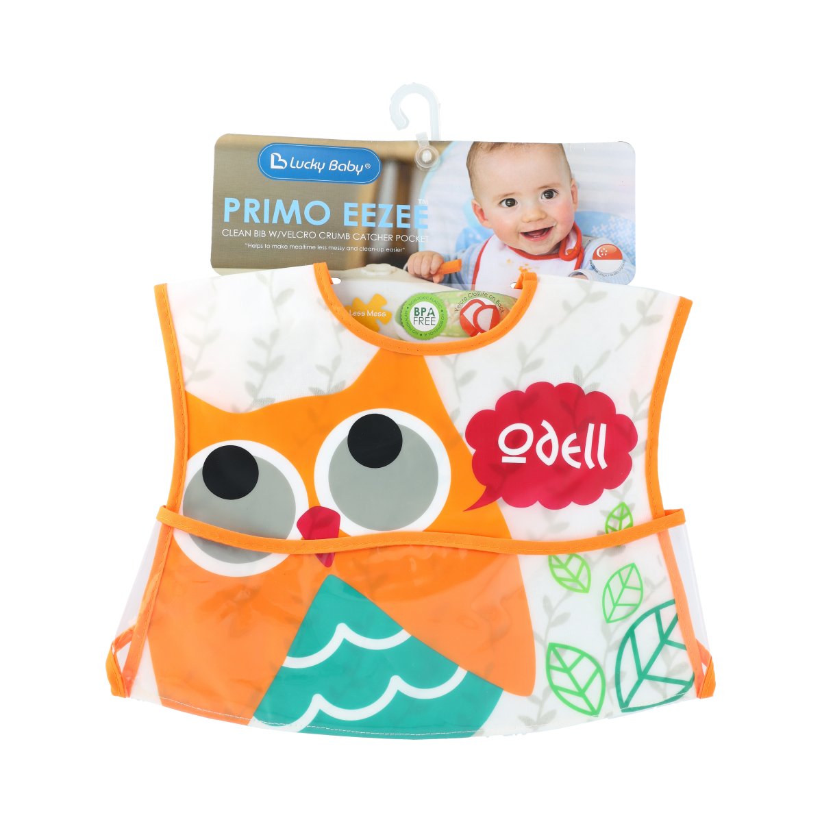 Babero con Velcro para Bebé - Diseño de Búho Lucky Baby - Imagen 2