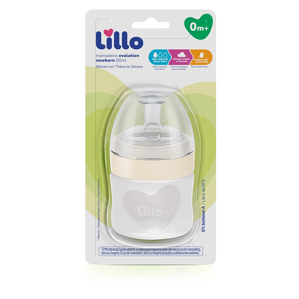 Mamadera Fisiológica para Recién Nacidos Lillo 80ml Neutra Con Tetina de Silicona - Imagen 3