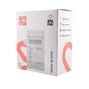 Bolsas para Leche Materna 200ml (30 Unidades) Amma – Pre Esterilizadas con Doble Cierre Ziploc